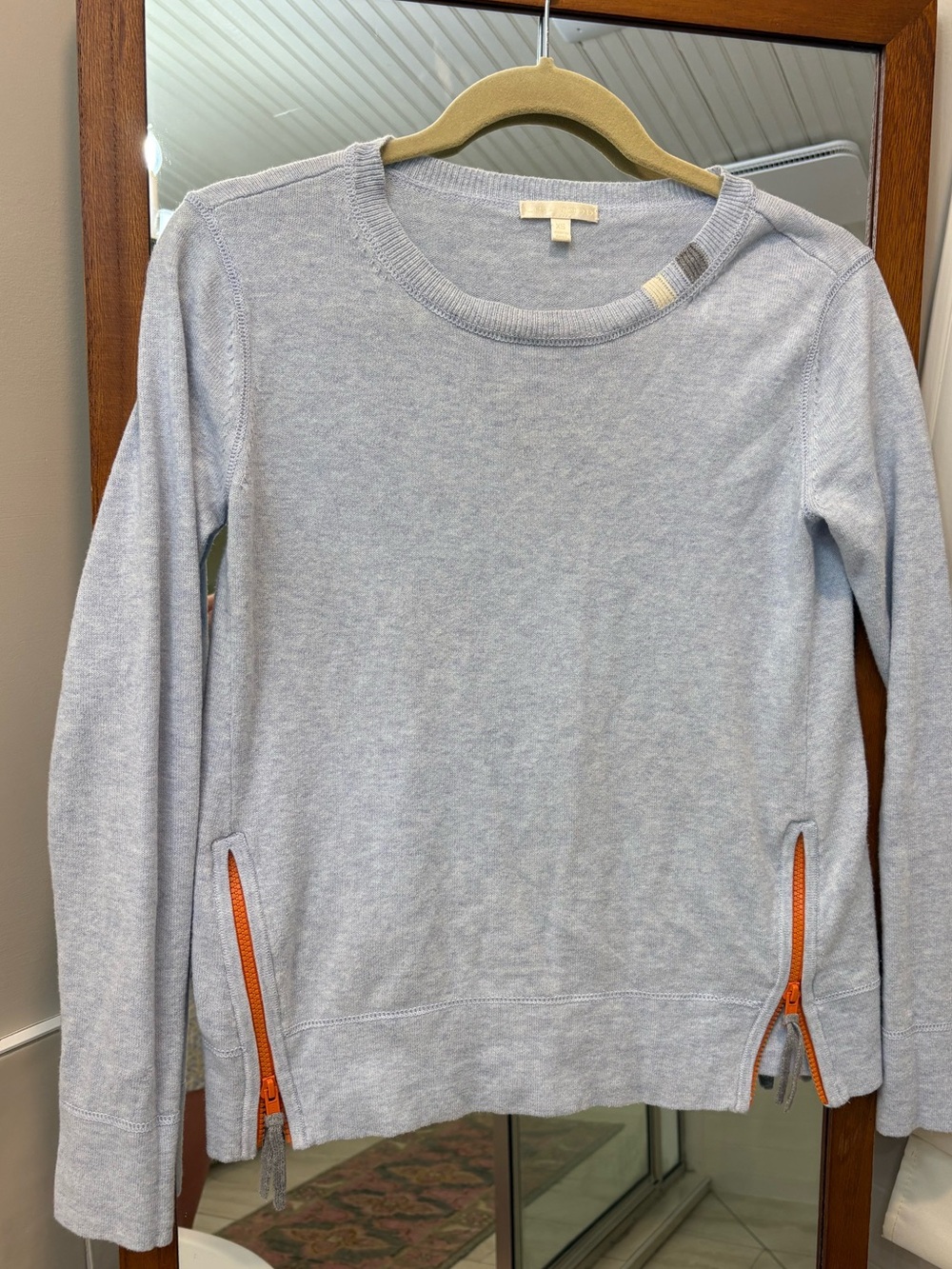 Lisa Todd light blue heather gray cashmere cotton blend sweater size xs
